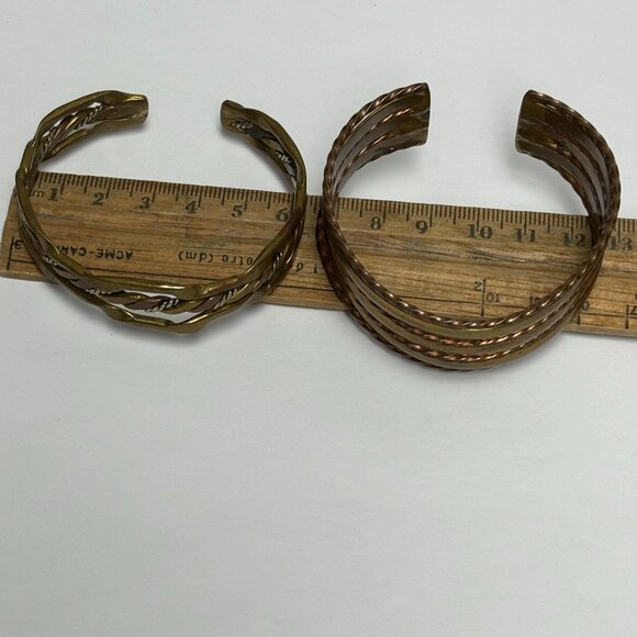 2 vintage mixed/married metals copper silver and brass cuff style bra… - Picture 6 of 13